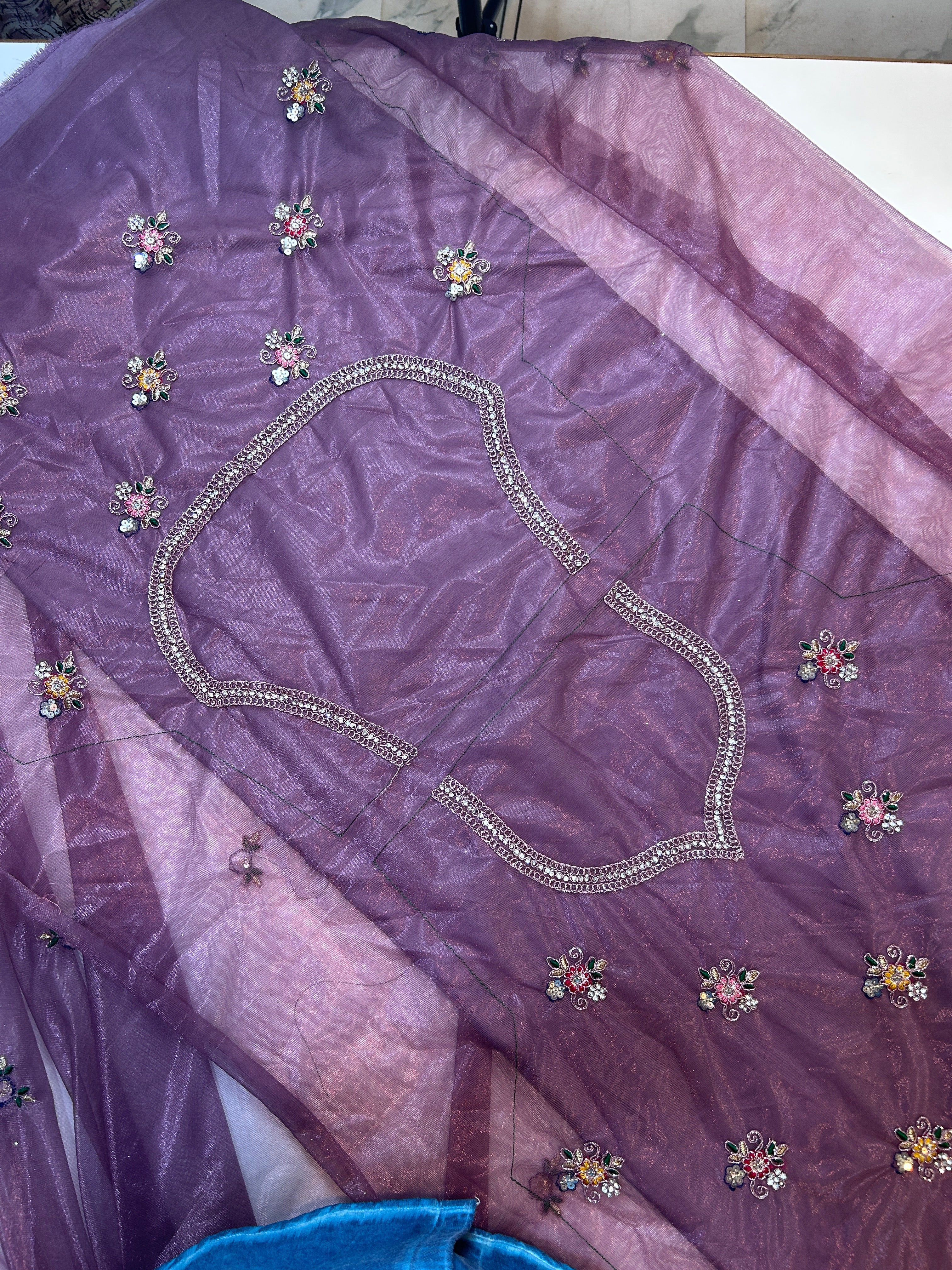 Heavy netted full work lehanga