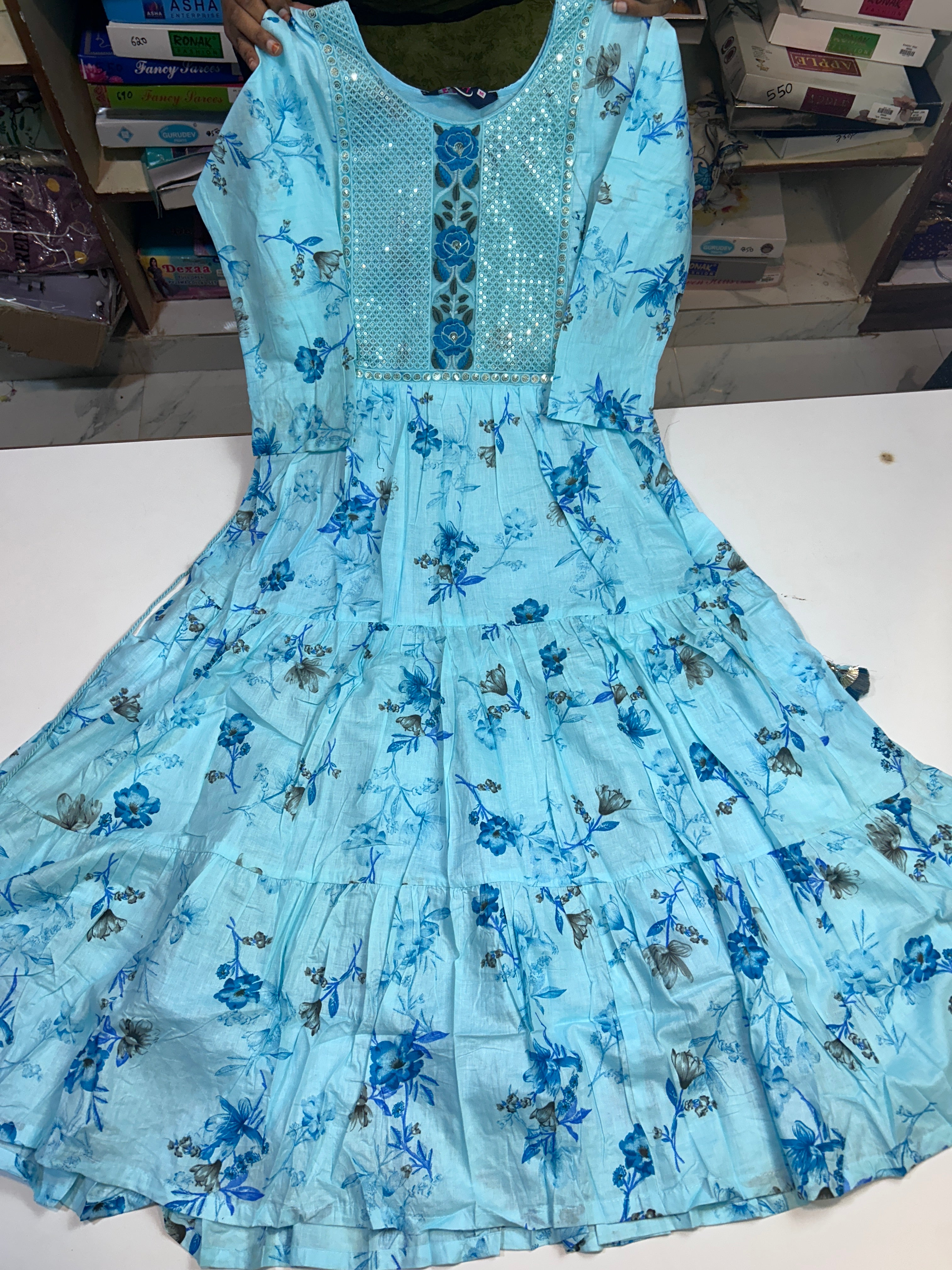 Mull cotton sky blue