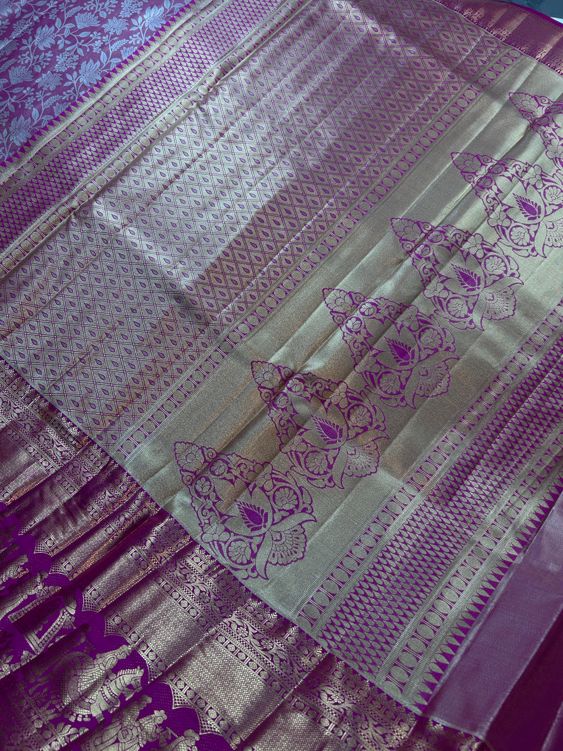 Beautiful semi kanchi pattu saree-7