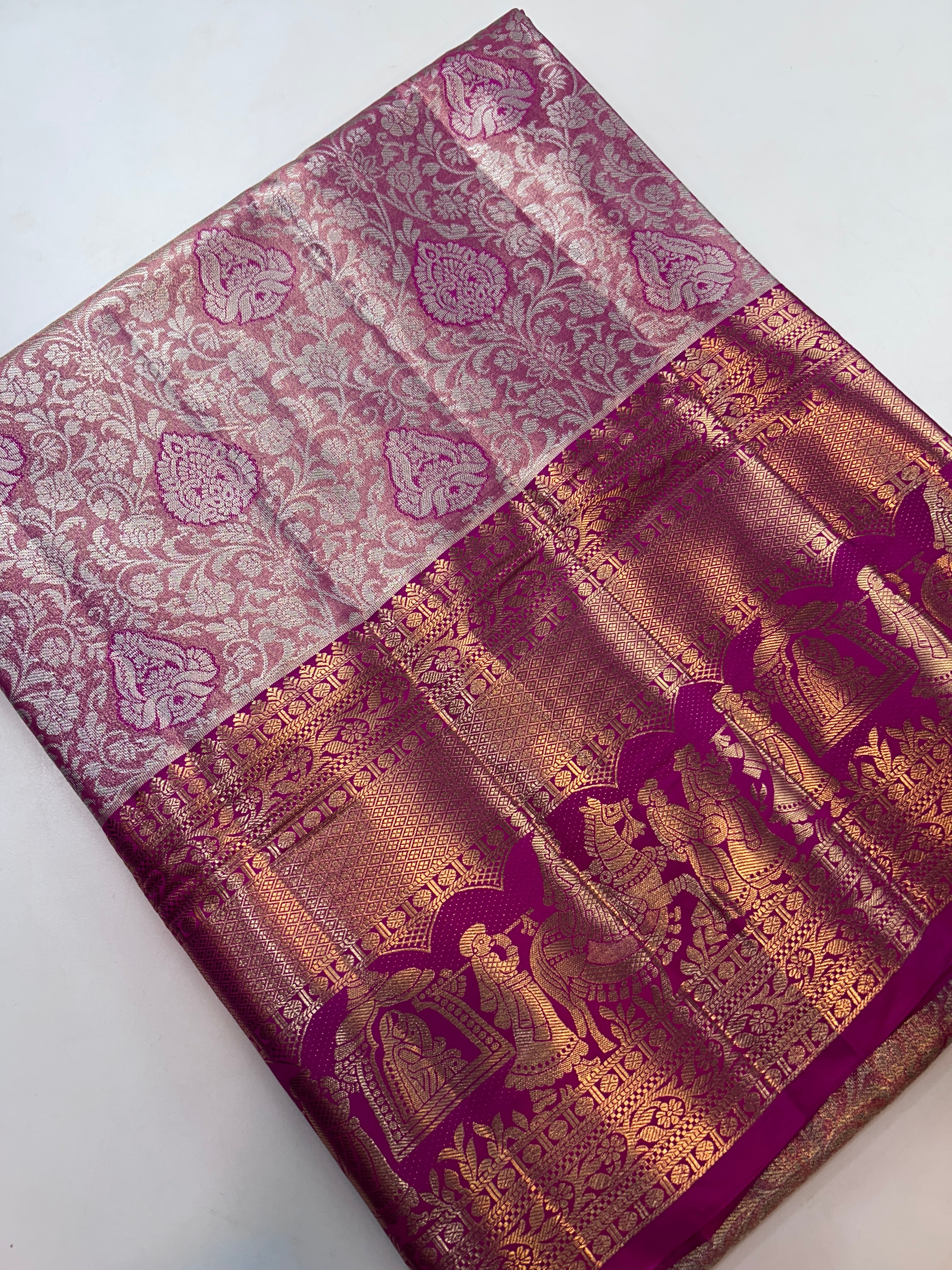 Beautiful semi kanchi pattu saree-4